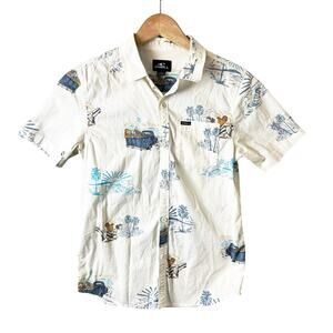 Boys O’Neill Hawaiian shirt Large Graphic Summer Vacation Cruise Cotton Boho